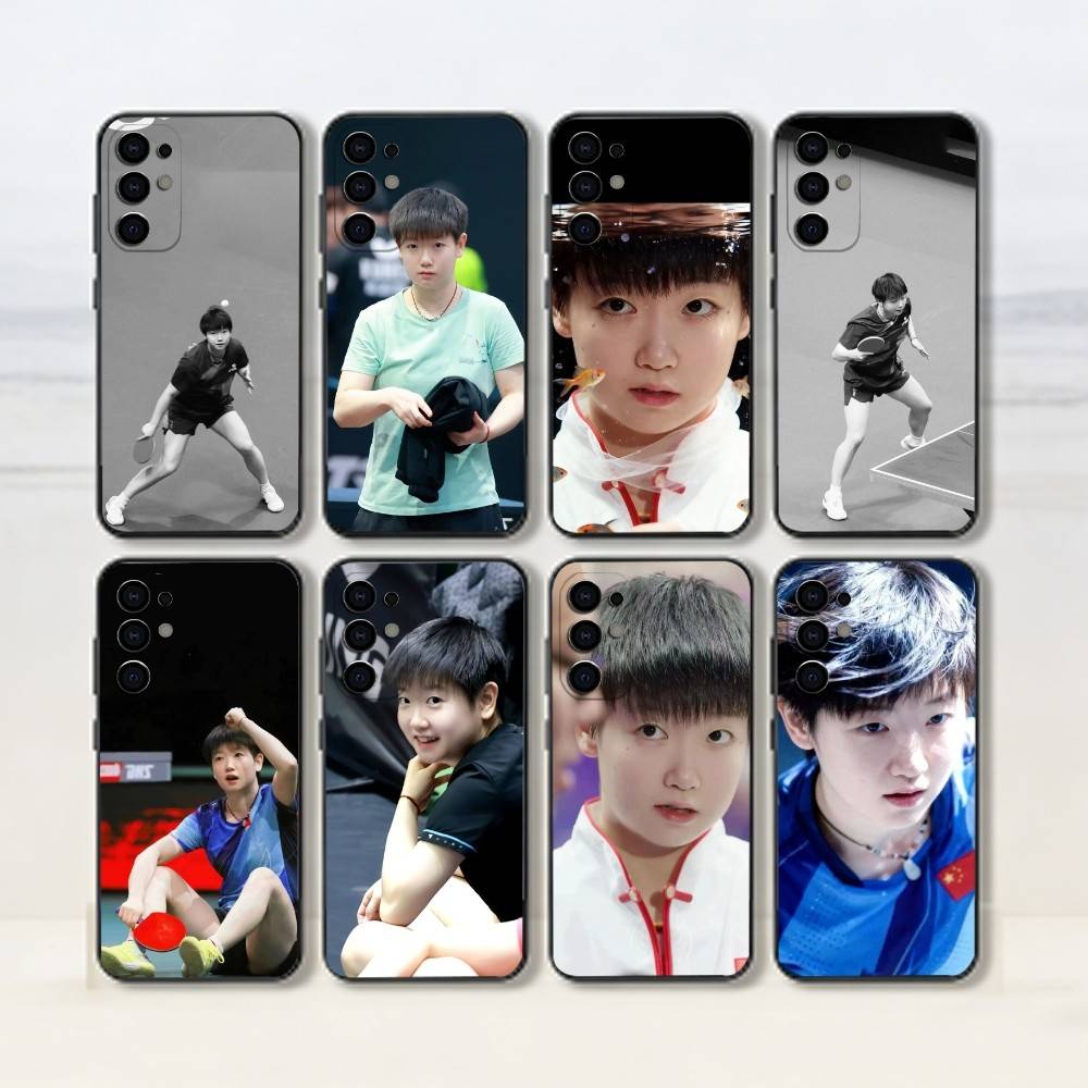 Table Tennis Cartoon - ซัน หยิงซา-นักกีฬาเทเบิลเทนนิส เคสโทรศัพท์สำหรับ Samsung S25,S24,S21,S22,S23,S30,Ultra,S20,Plus,Fe,Lite,Note,10,สีดำ