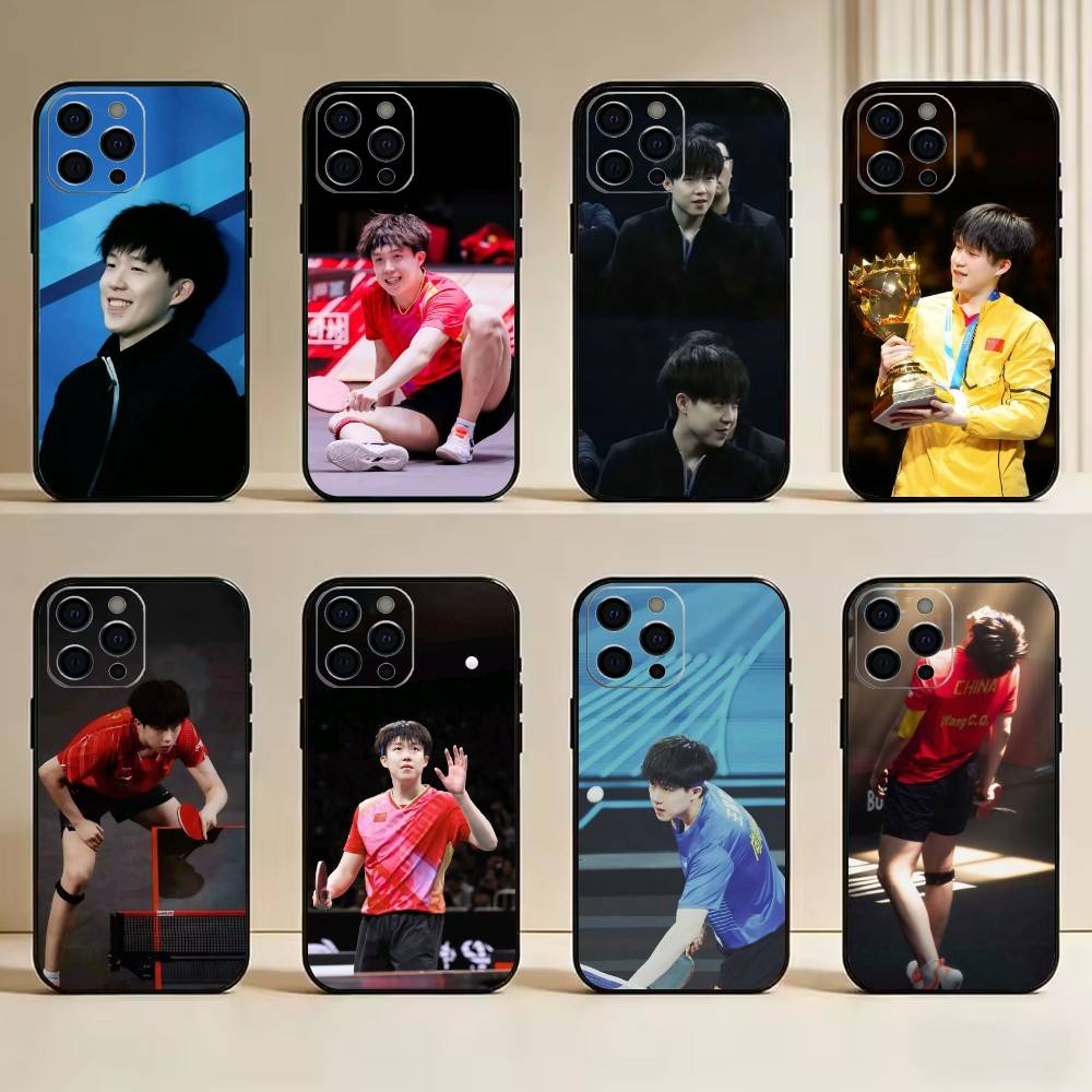 Table Tennis Cartoon - W-Wang Chuqin-นักกีฬาเทเบิลเทนนิส เคสโทรศัพท์ซิลิโคนนุ่มสำหรับไอโฟน 17 16 15
